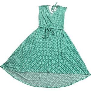 VTG Olivia Matthews Wrap Midi Dress Stretch Womens Petite Small USA Green White